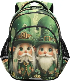 St Patrick Gnomes Toddler Backpack for Boys Girls 3-8 School Bag for Elementary Bookbags for Preschool Kids Backpack for Kindergarten 15.3in