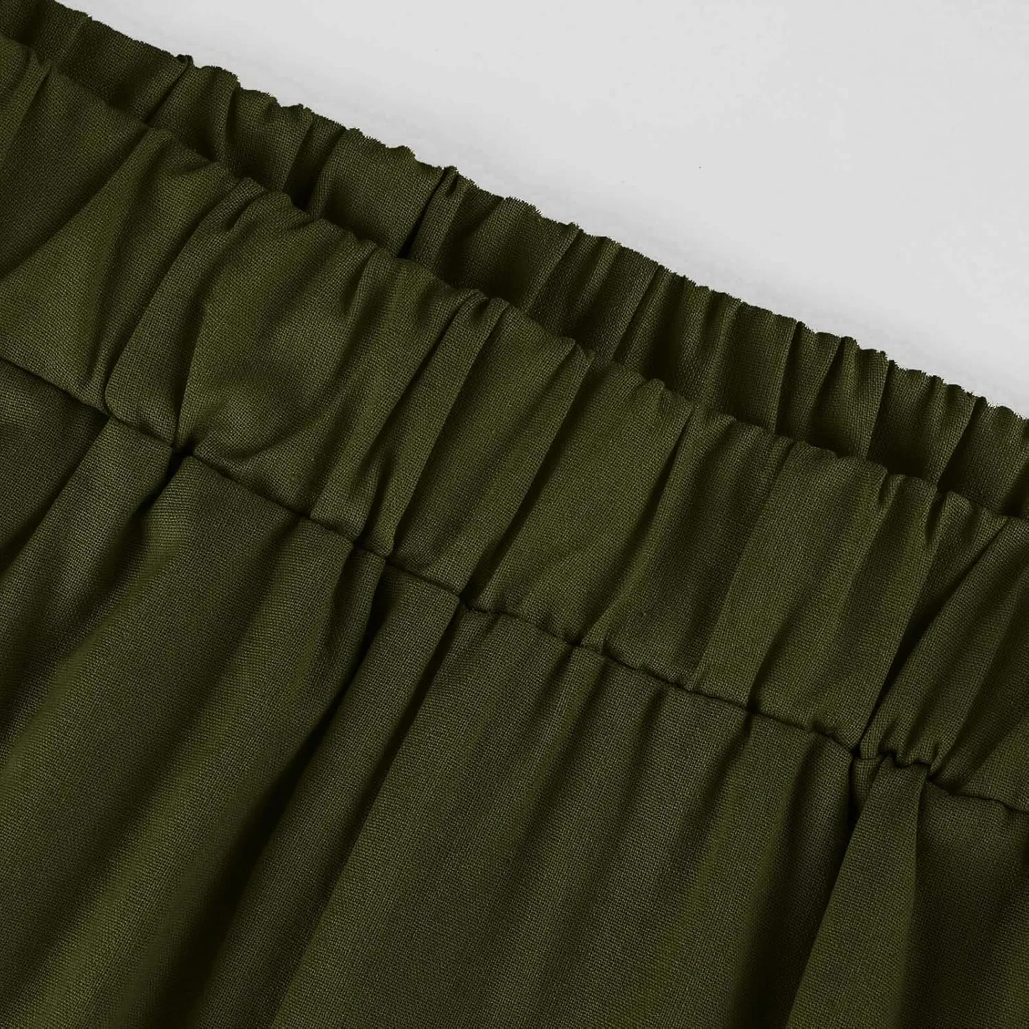 Straight Leg Linen Pants Women Summer Elastic Waist Plus Size Capri Pants Comfy Baggy Beach Trousers with Pockets