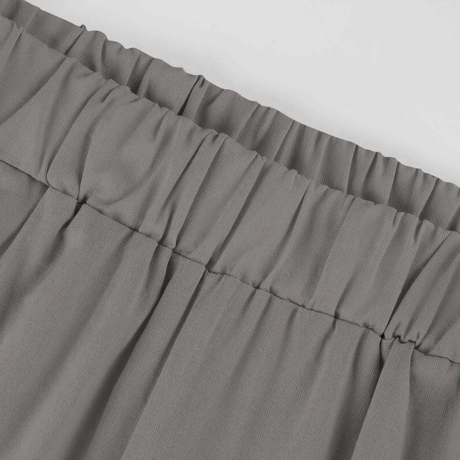 Straight Leg Linen Pants Women Summer Elastic Waist Plus Size Capri Pants Comfy Baggy Beach Trousers with Pockets