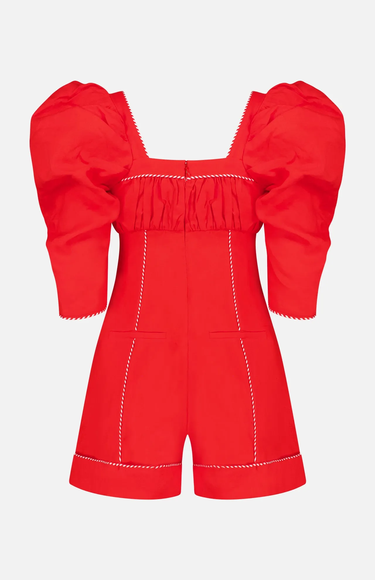 Straight Neckline Short Sleeve Mini Jumpsuit
