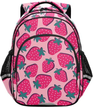 Strawberry Toddler Backpack for Boys Girls 3-8 Bookbags for Preschool School Bag for Elementary Kids Backpack for Kindergarten for tag2 15.3in