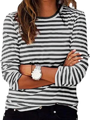 Stripe Sweatshirts for Women Long Sleeve Crew Neck Sweatshirt Color Block Sweatshirt Oversized Sweatshirt Pullover