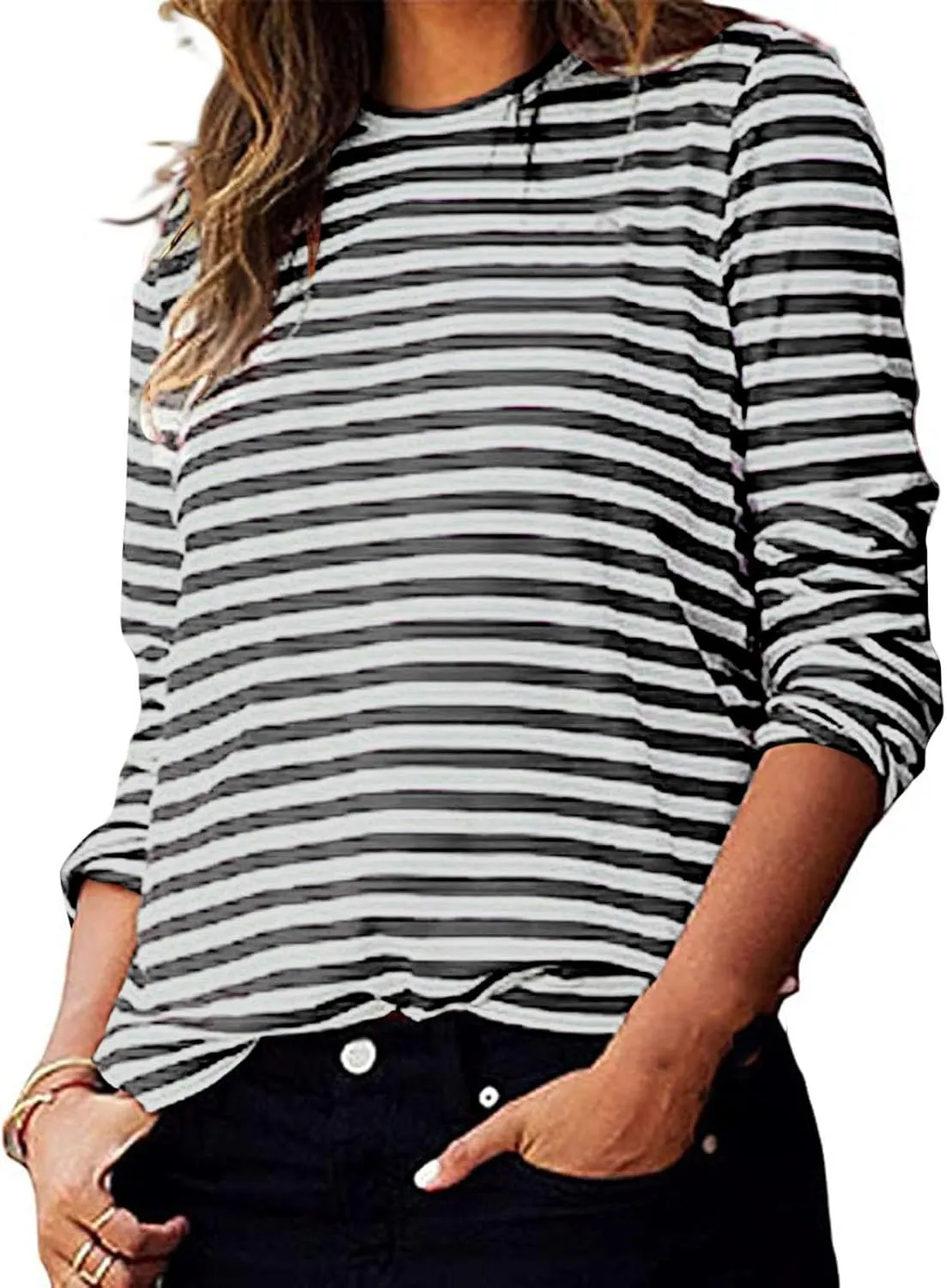 Stripe Sweatshirts for Women Long Sleeve Crew Neck Sweatshirt Color Block Sweatshirt Oversized Sweatshirt Pullover