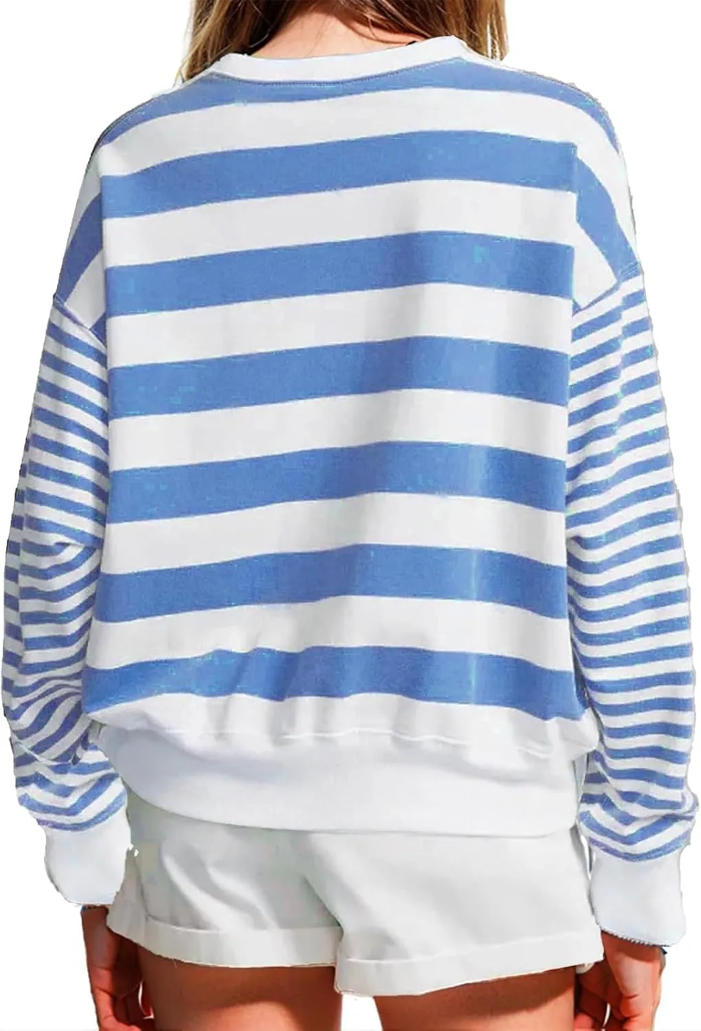 Striped Shirts for Womens Long Sleeve Shirts Cute Crewneck Pullover Tops Casual Loose Fall Fashion 2024 Outfits