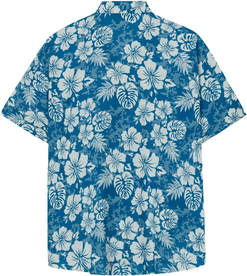 SURF CUZ Mens Hawaiian Shirts Short Sleeve Stretch Casual Aloha Shirt Vacation Mens Tropical Button Down Beach Shirts
