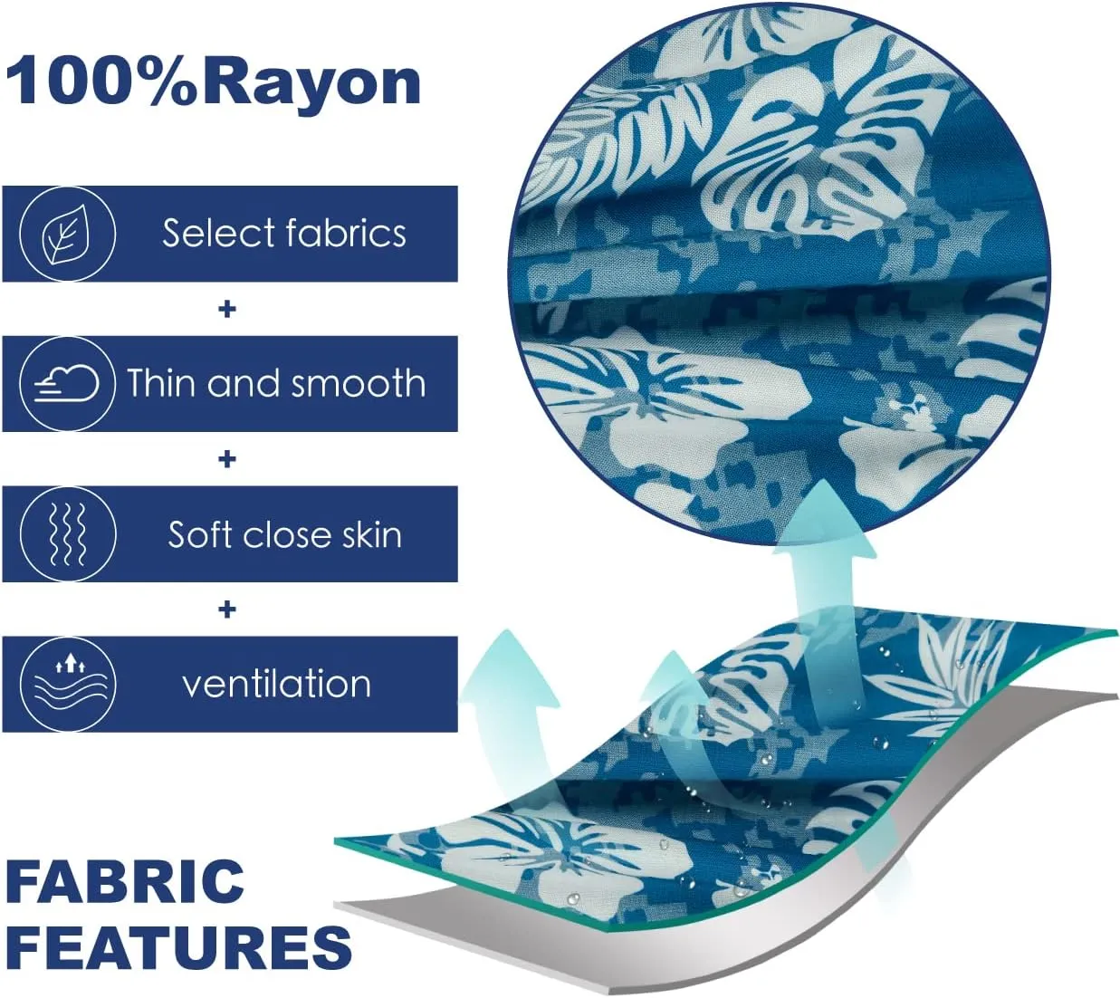 SURF CUZ Mens Hawaiian Shirts Short Sleeve Stretch Casual Aloha Shirt Vacation Mens Tropical Button Down Beach Shirts