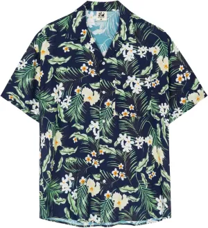 SURF CUZ Mens Hawaiian Shirts Short Sleeve Stretch Casual Aloha Shirt Vacation Mens Tropical Button Down Beach Shirts