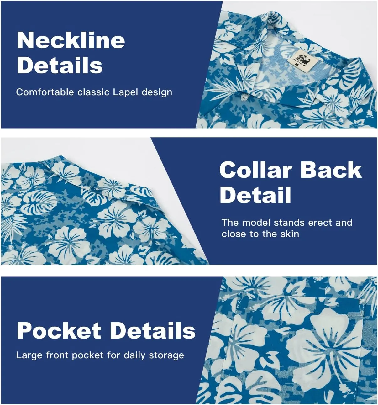 SURF CUZ Mens Hawaiian Shirts Short Sleeve Stretch Casual Aloha Shirt Vacation Mens Tropical Button Down Beach Shirts