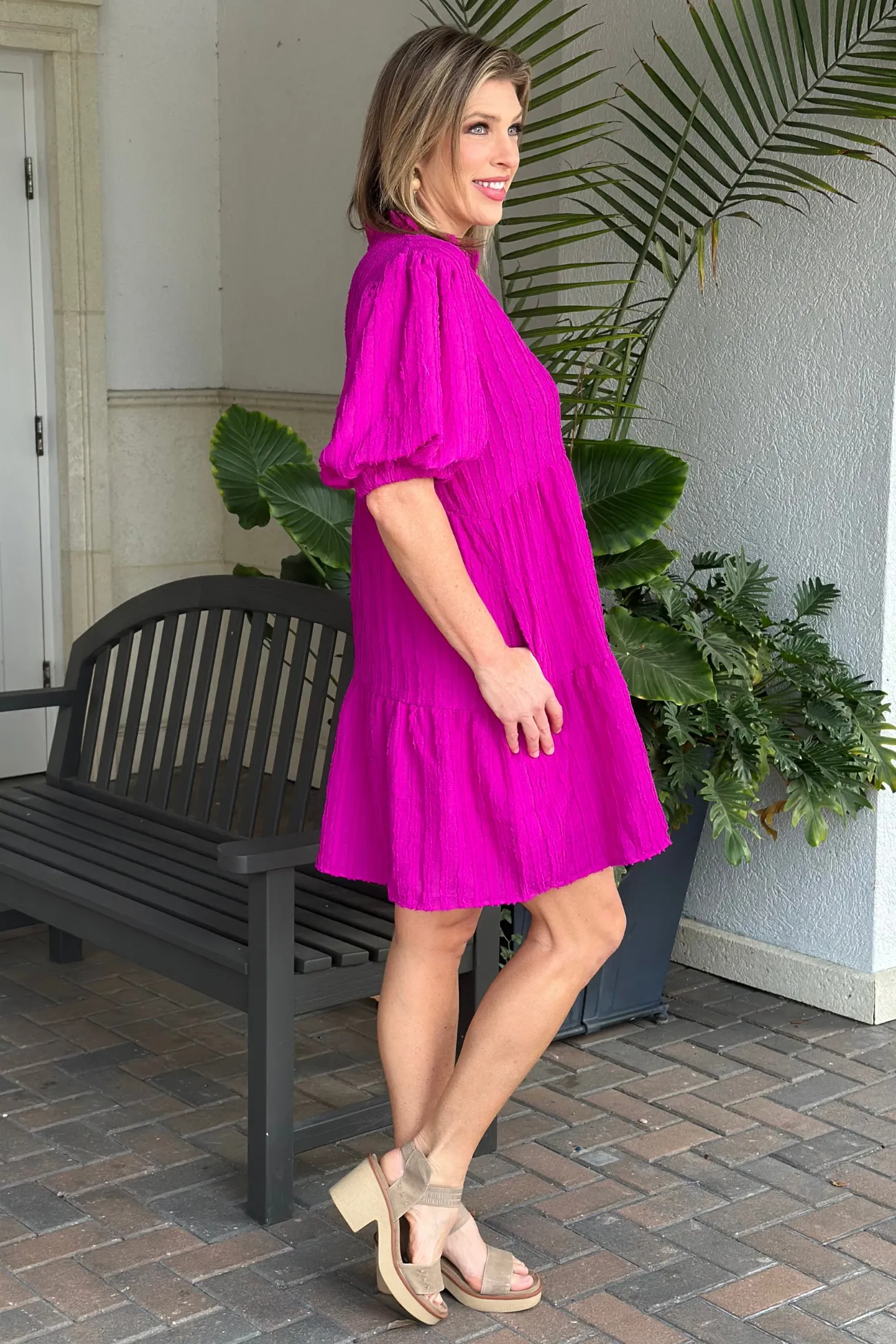 THML: Monique Textured Tiered Dress