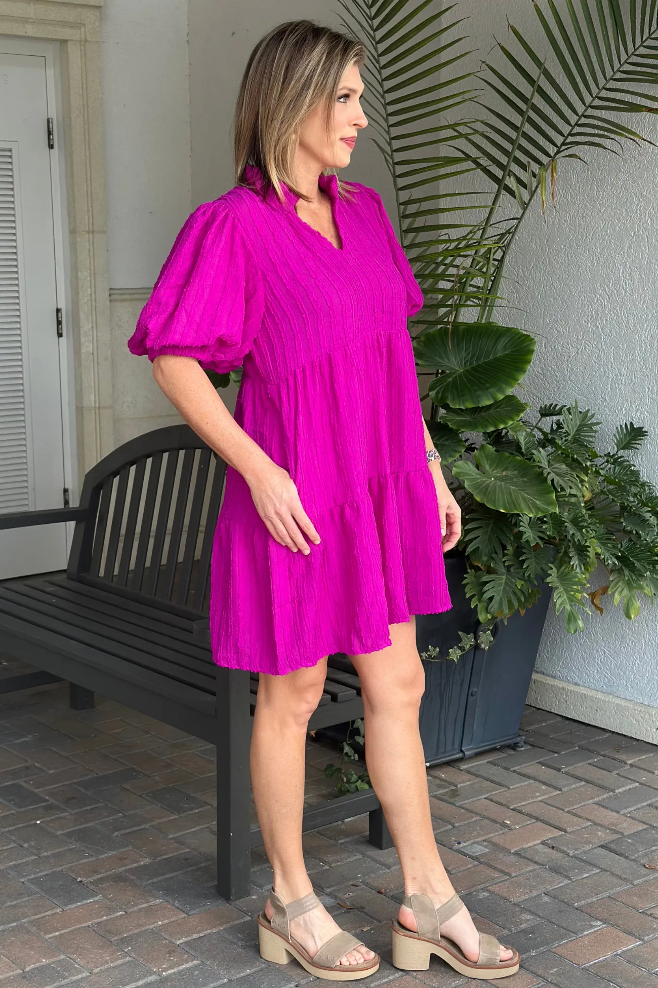 THML: Monique Textured Tiered Dress