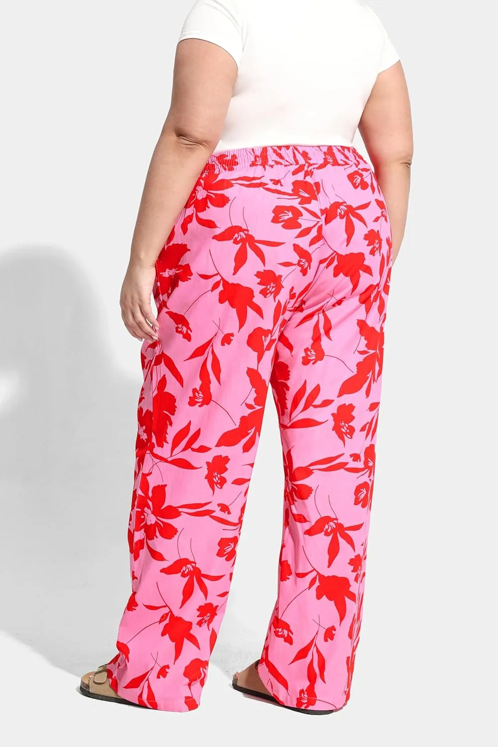 TIYOMI Plus Size Wide Leg Pants for Women Elastic Drawstring Pants High Waisted Lounge Pants XL-5XL