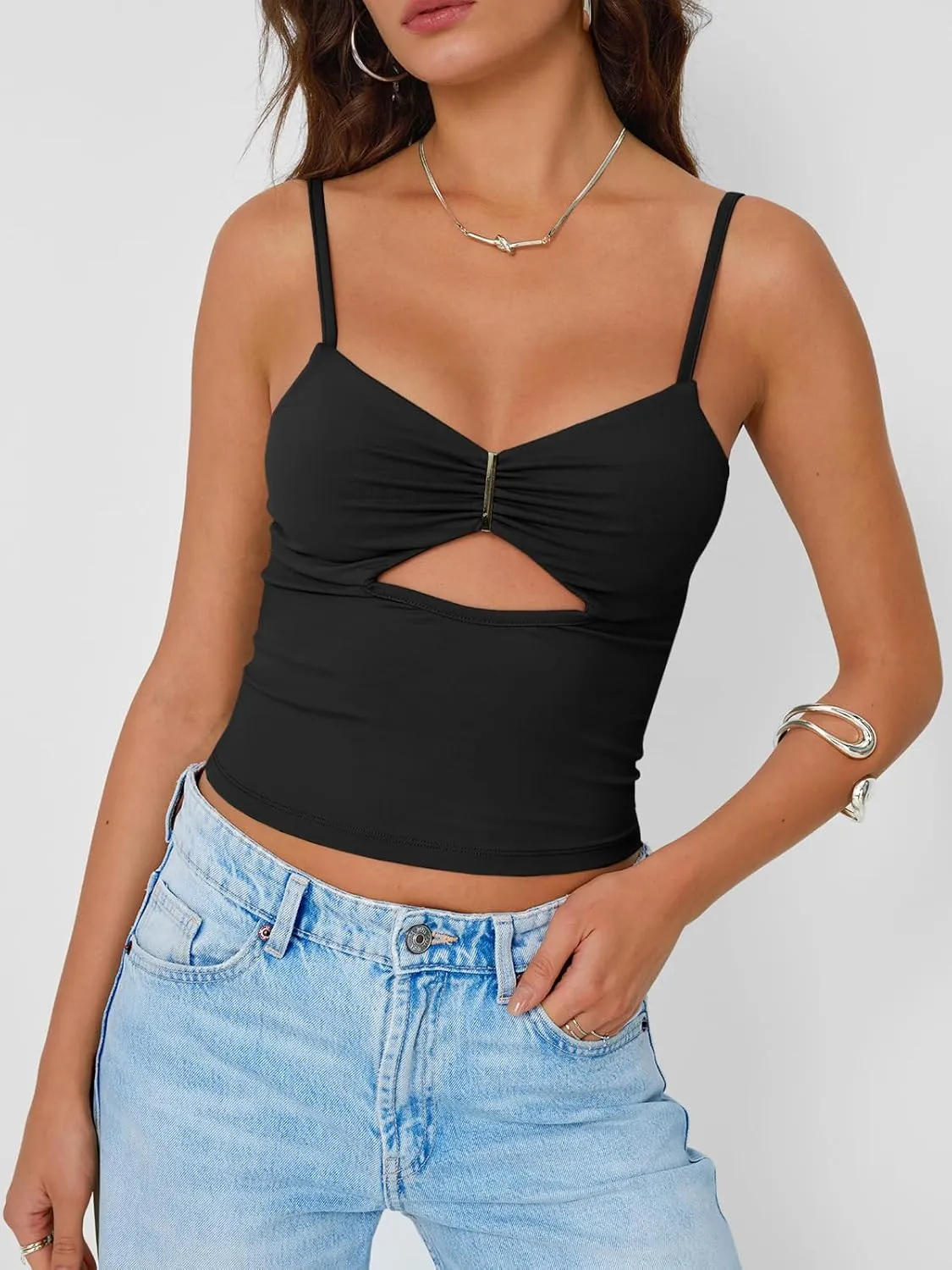 Trendy Queen Going Out Tops for Women Sexy Cute Y2K Camisole Spaghetti Strap Tank Clothes Summer Beach Vacation Outfits 2025