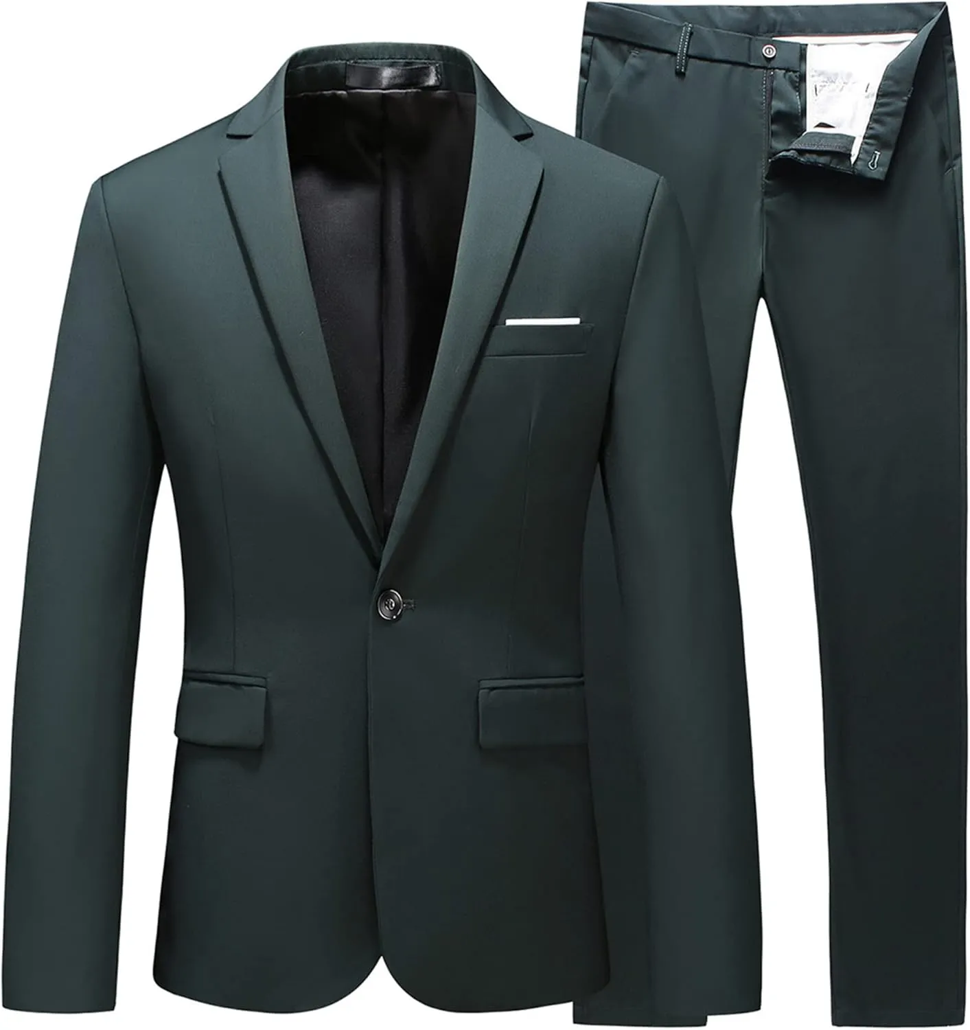 UNINUKOO Mens Suit Slim Fit 1 Button 2 Piece Wedding Party Holiday Solid Color Tux Suits for Men