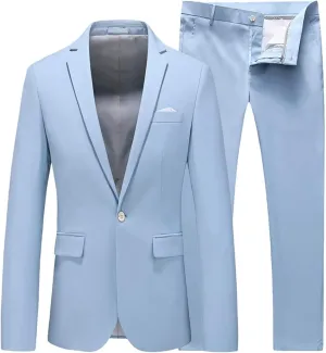 UNINUKOO Mens Suit Slim Fit 1 Button 2 Piece Wedding Party Holiday Solid Color Tux Suits for Men