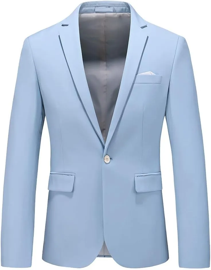 UNINUKOO Mens Suit Slim Fit 1 Button 2 Piece Wedding Party Holiday Solid Color Tux Suits for Men