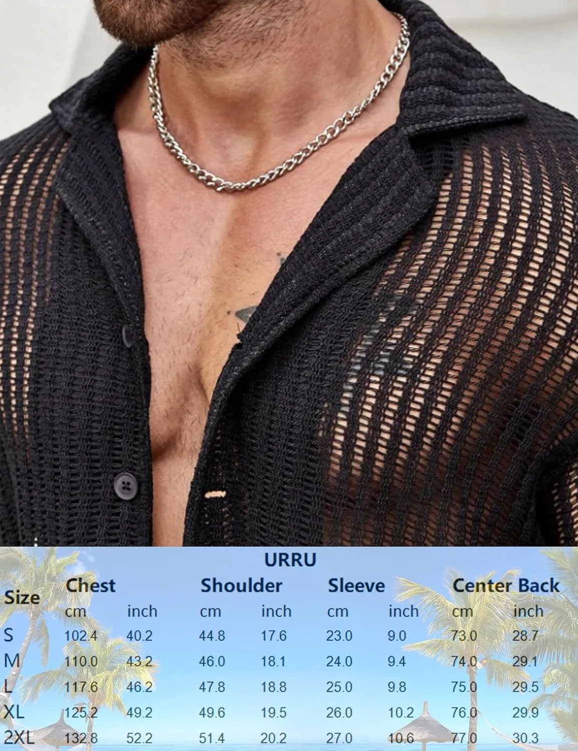 URRU Men's Summer Beach Shirt Stylish Hawaiian Shirts Short Sleeve Casual Button Down Beach Knit Shirts
