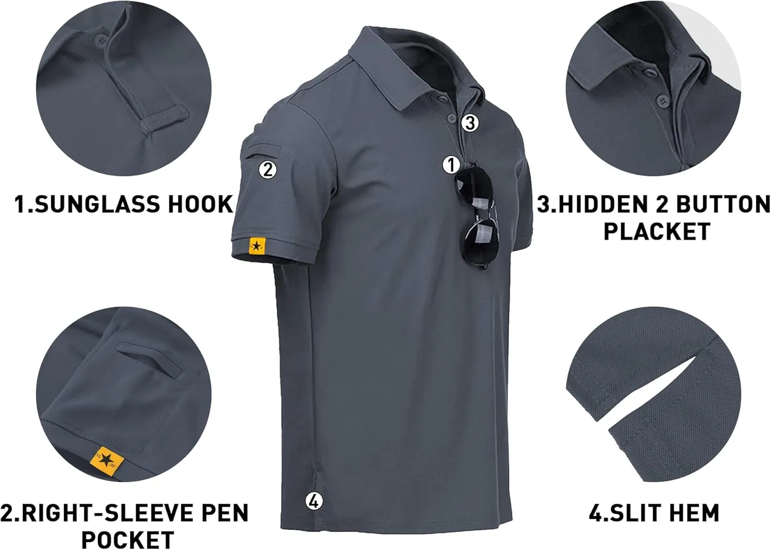 V VALANCH Mens Polo Shirts Short Sleeve Moisture Wicking Golf Polo Athletic Collared Shirt Tennis T-Shirt Tops