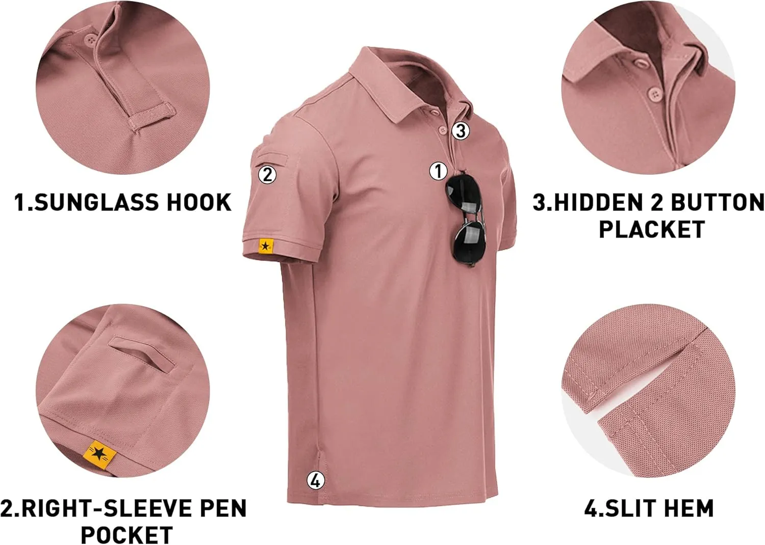 V VALANCH Mens Polo Shirts Short Sleeve Moisture Wicking Golf Polo Athletic Collared Shirt Tennis T-Shirt Tops