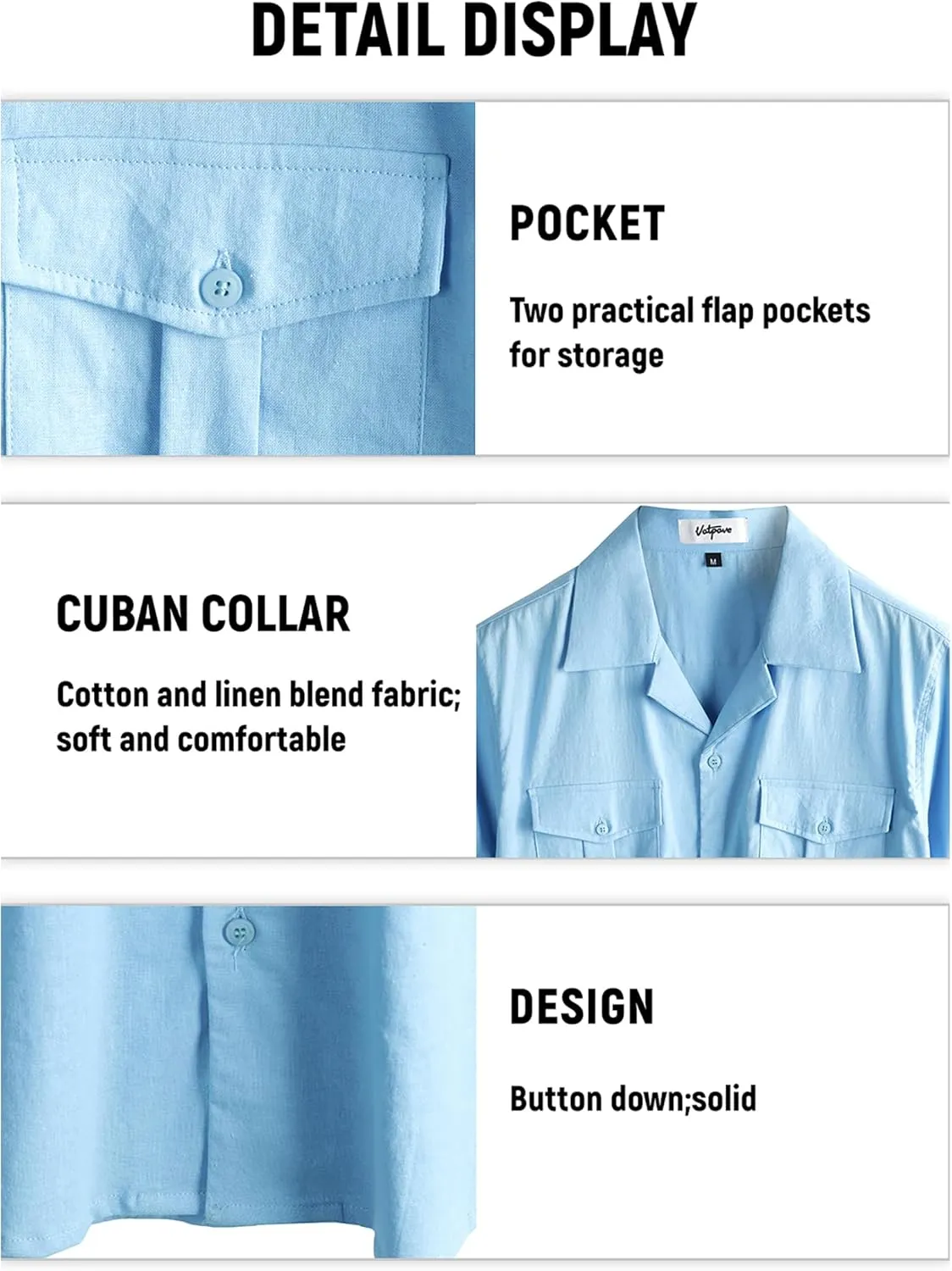 VATPAVE Mens Hawaiian Cotton Linen Shirts Short Sleeve Button Down Summer Shirts Cuban Beach Tops with Pockets