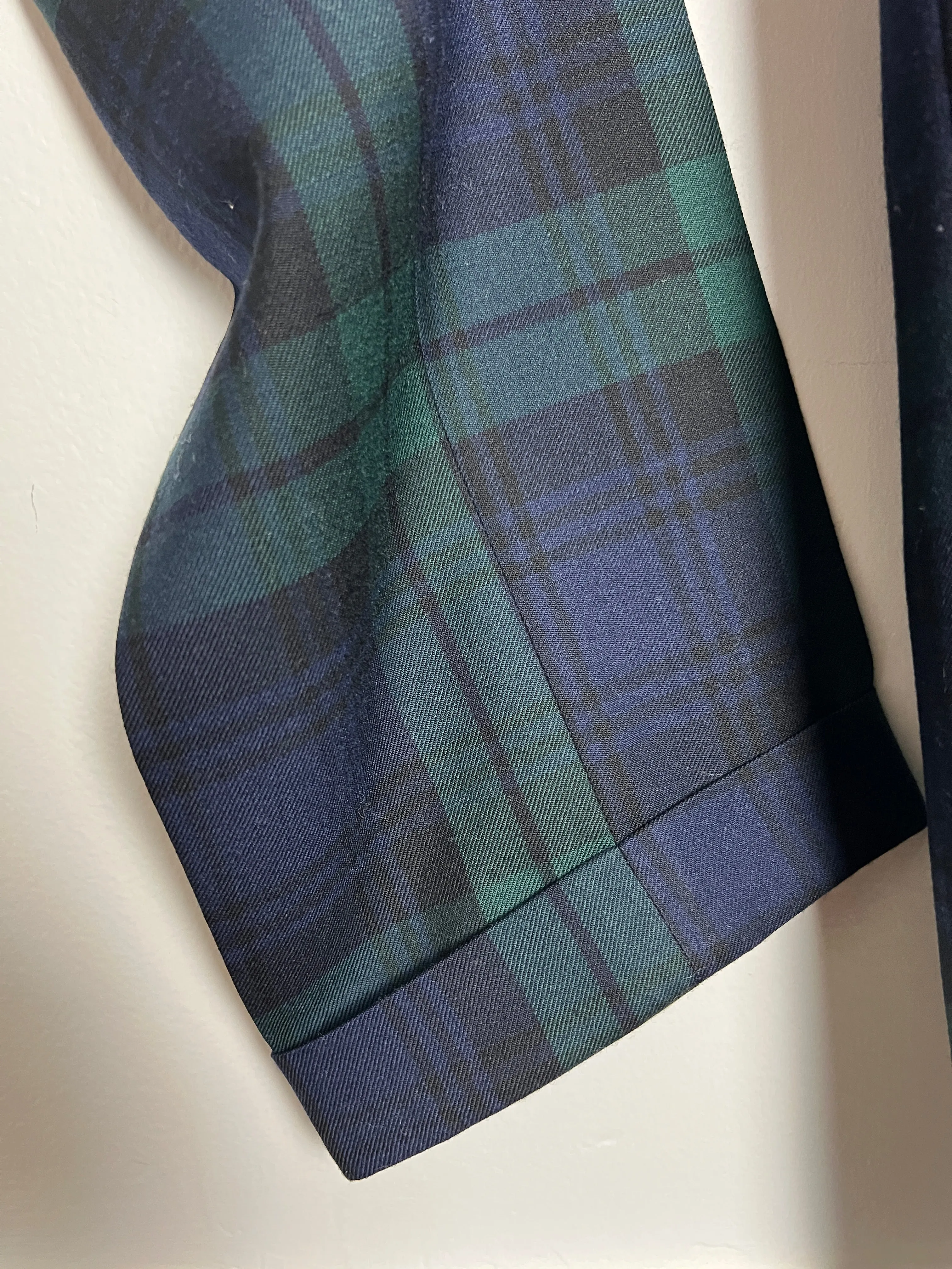 Velvet Smoking Jacket and Black Watch Tartan Trousers