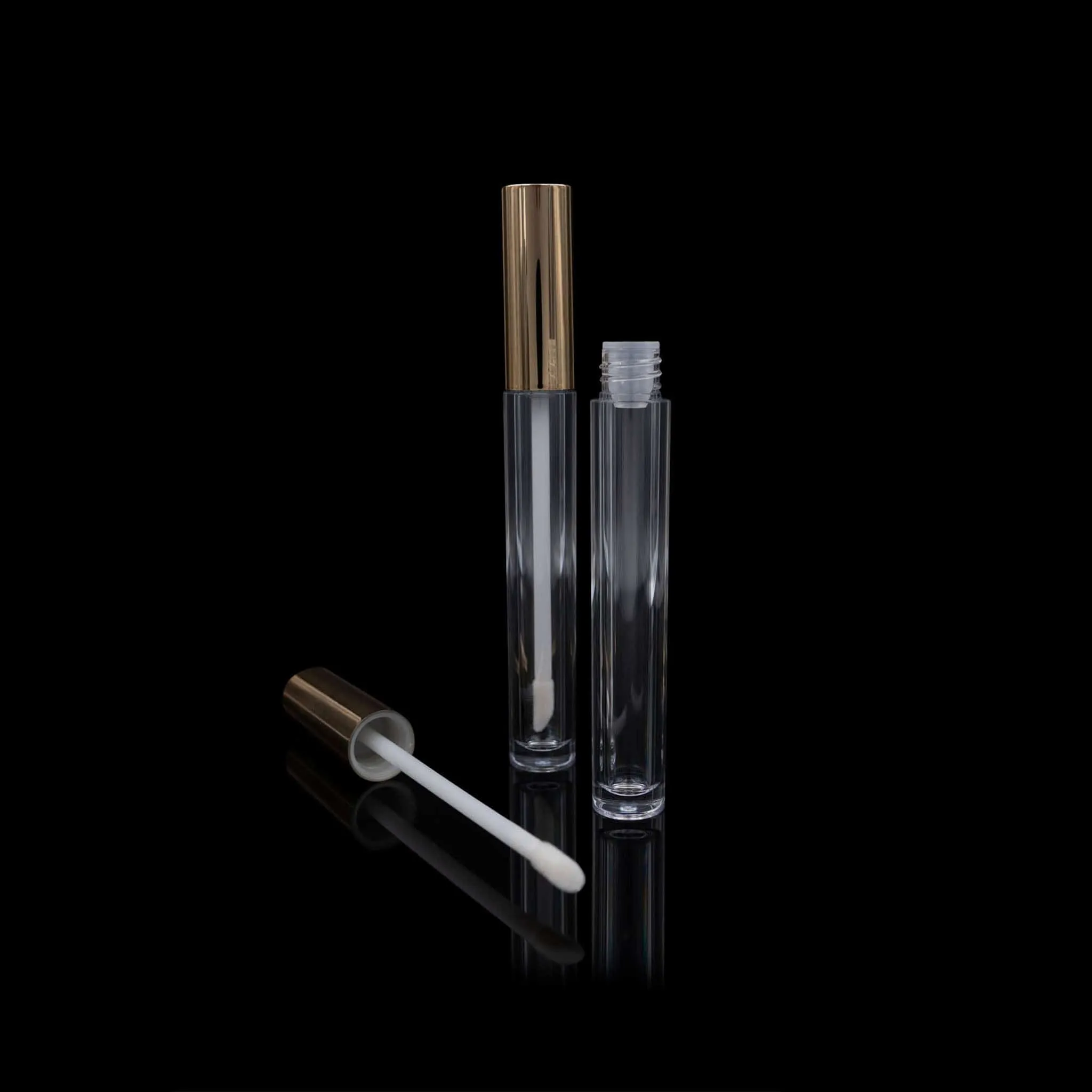 Vibe Lip Gloss Container Shiny Gold Cap with Clear Bottle