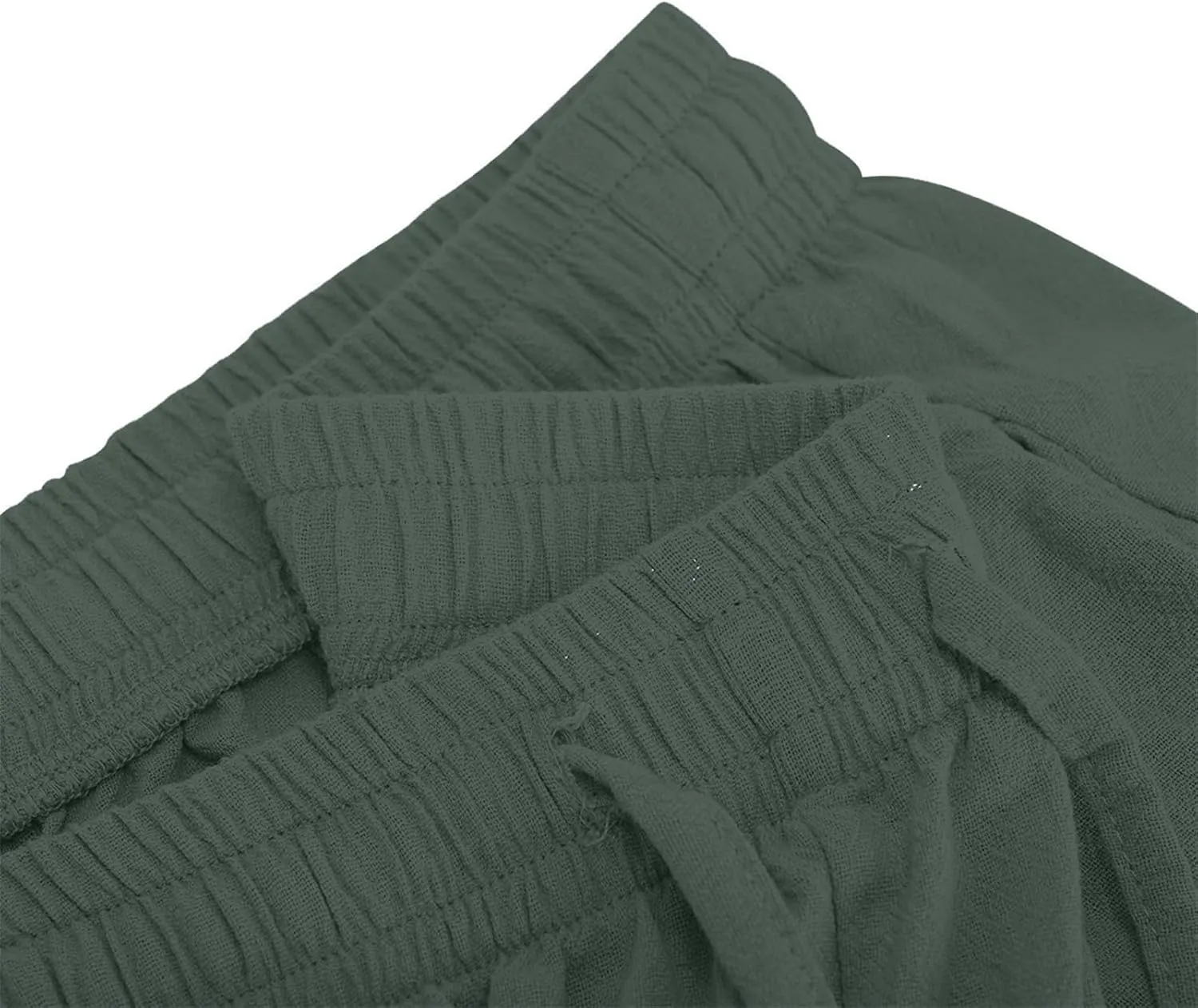 Wide Leg Linen Pants for Women Loose Summer Drawstring High Waist Casual Pants Vacation Lounge Trousers with Pockets