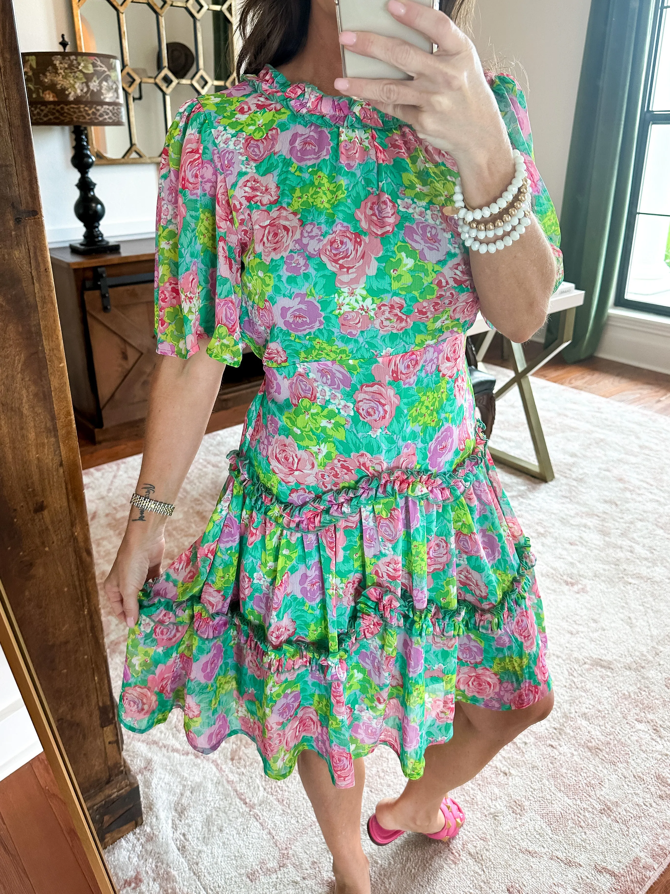 Wing Sleeve Chiffon Dress