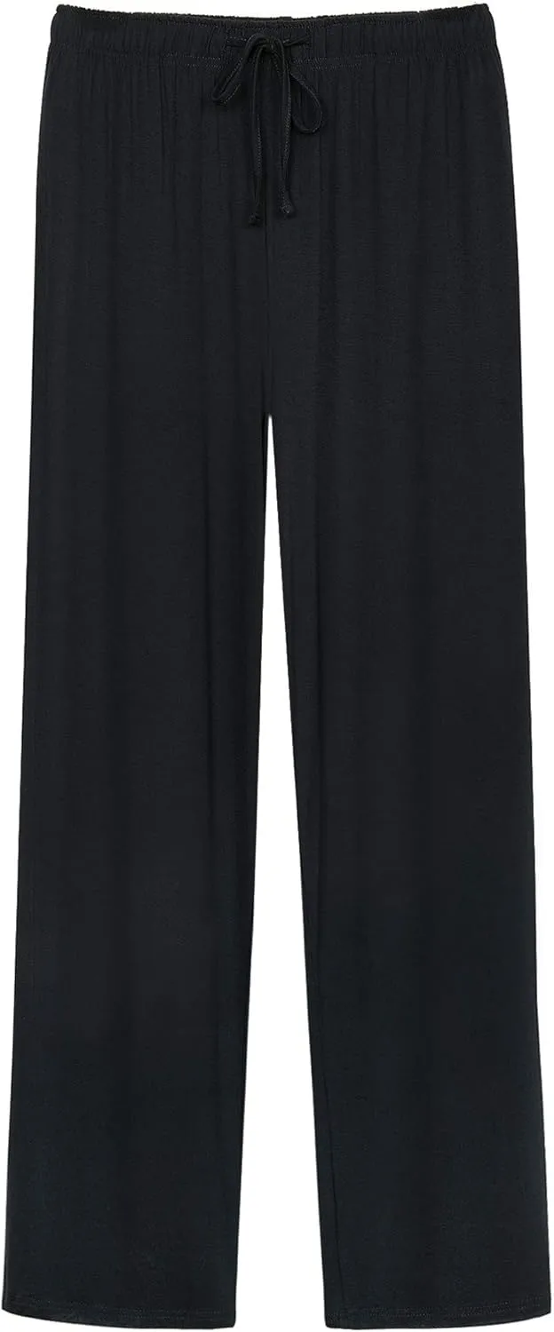 WiWi Mens Bamboo Viscose Pajama Pants Soft Lounge Bottoms Knit Big and Long Sweatpants Lightweight Sleep Pant Drawstring S-4X