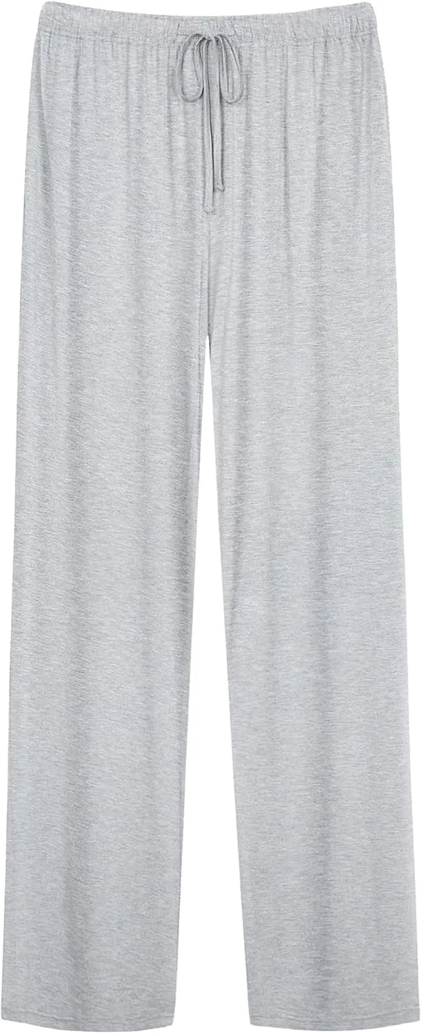 WiWi Mens Bamboo Viscose Pajama Pants Soft Lounge Bottoms Knit Big and Long Sweatpants Lightweight Sleep Pant Drawstring S-4X