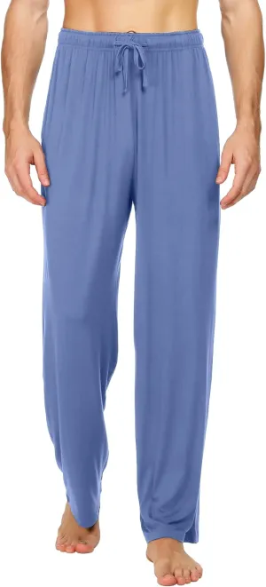 WiWi Mens Bamboo Viscose Pajama Pants Soft Lounge Bottoms Knit Big and Long Sweatpants Lightweight Sleep Pant Drawstring S-4X