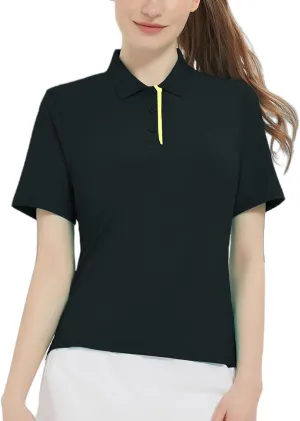 Women Print Golf Sport Polo Shirts Athletic Lightweight Quick Dry Slim Stretchable Tennis Short Sleeve Shirts