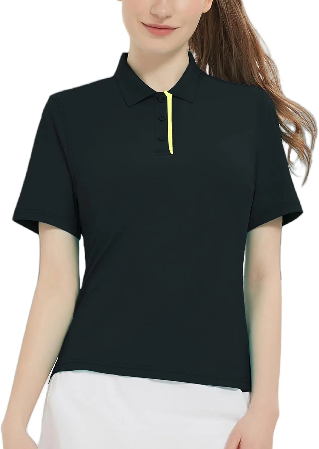 Women Print Golf Sport Polo Shirts Athletic Lightweight Quick Dry Slim Stretchable Tennis Short Sleeve Shirts