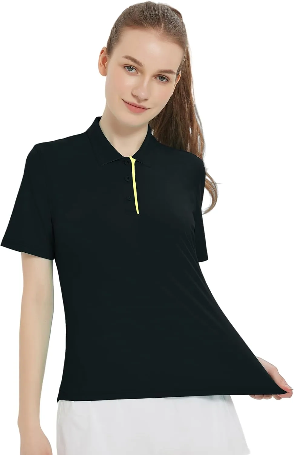 Women Print Golf Sport Polo Shirts Athletic Lightweight Quick Dry Slim Stretchable Tennis Short Sleeve Shirts