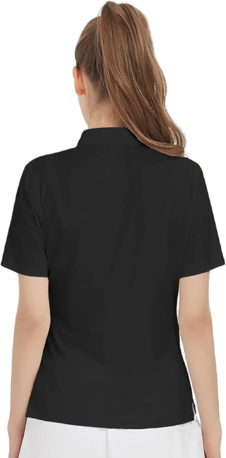 Women Print Golf Sport Polo Shirts Athletic Lightweight Quick Dry Slim Stretchable Tennis Short Sleeve Shirts