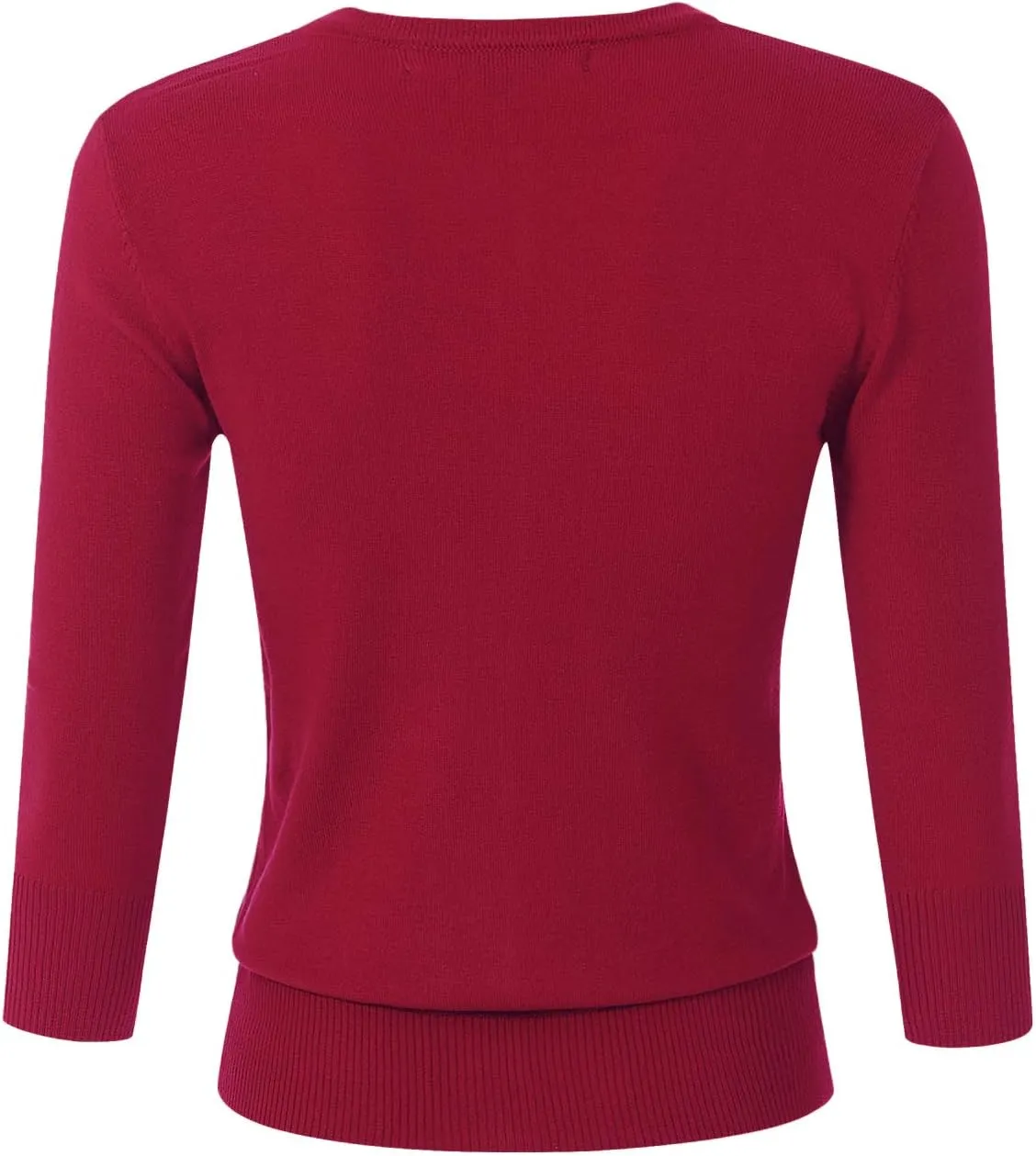 Women's 3/4 Sleeve Crew Neck Button Down Stretch Knit Cardigan Sweater (S-3XL)