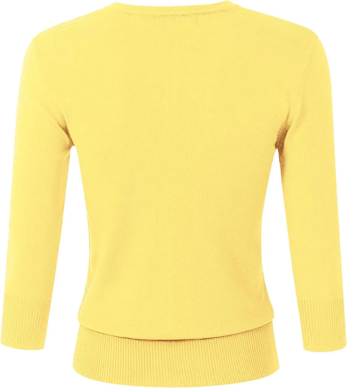 Women's 3/4 Sleeve Crew Neck Button Down Stretch Knit Cardigan Sweater (S-3XL)
