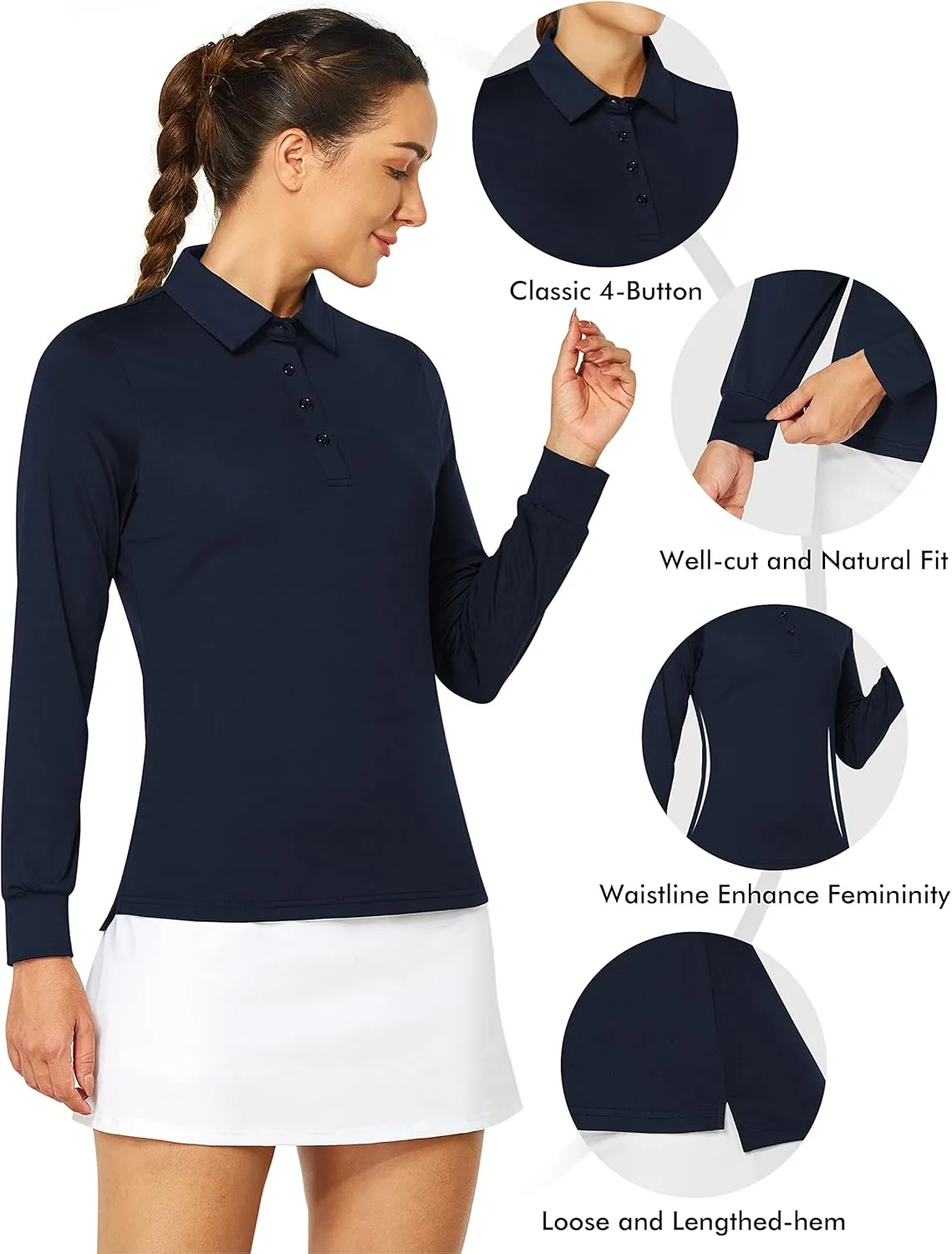 Women's Golf Shirt Short Long Sleeve Polo Shirts Lightweight Quick-Dry Workout Daily Work Shirts Tops for Women