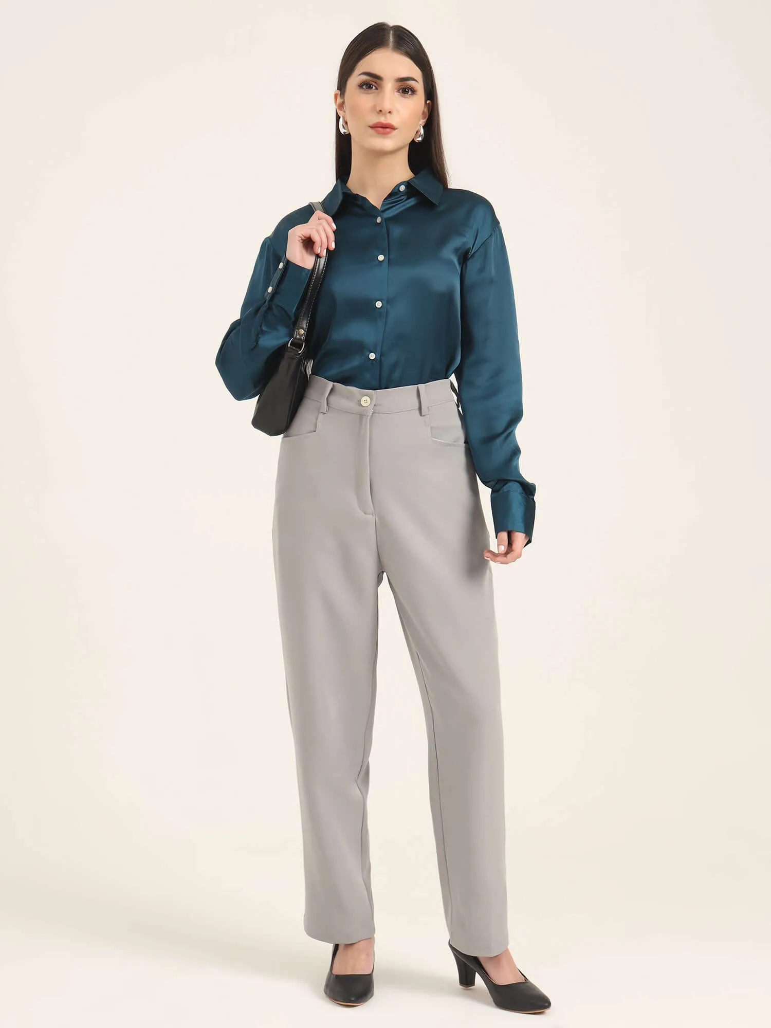 Women'S Luxury Banana Crepe Carbon C Pant