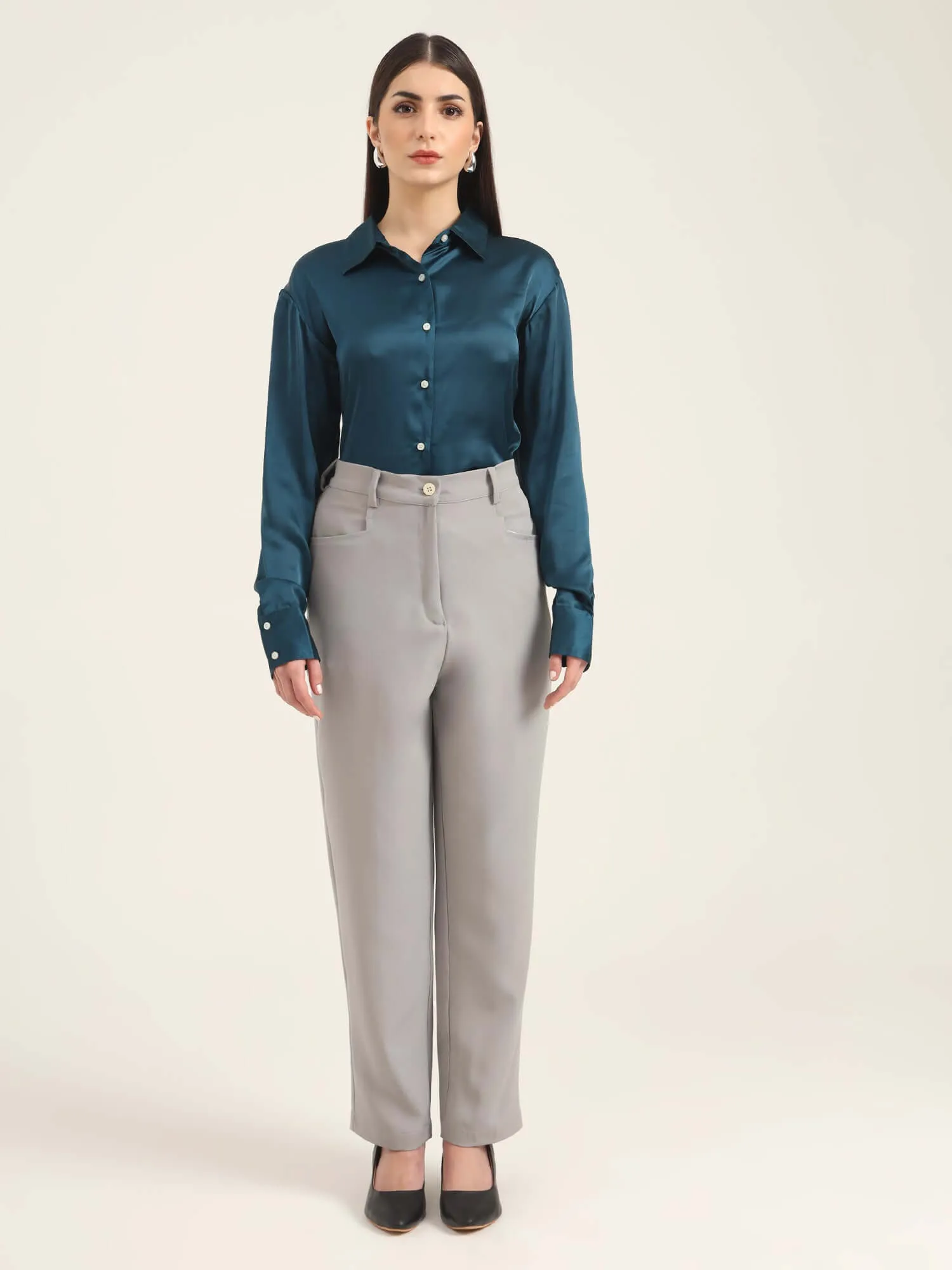 Women'S Luxury Banana Crepe Carbon C Pant