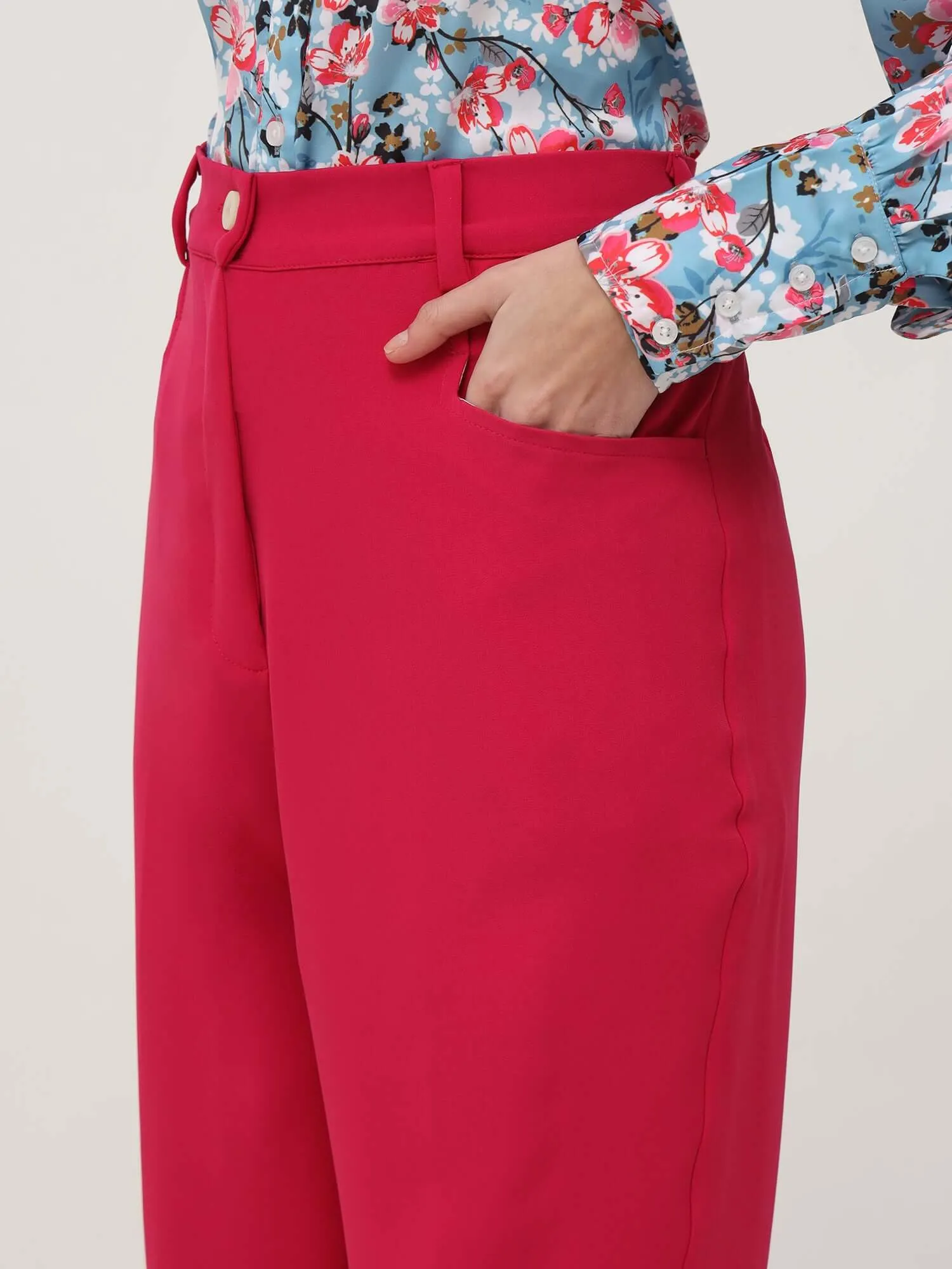 Women'S Luxury Banana Crepe Hibiscus C Pant