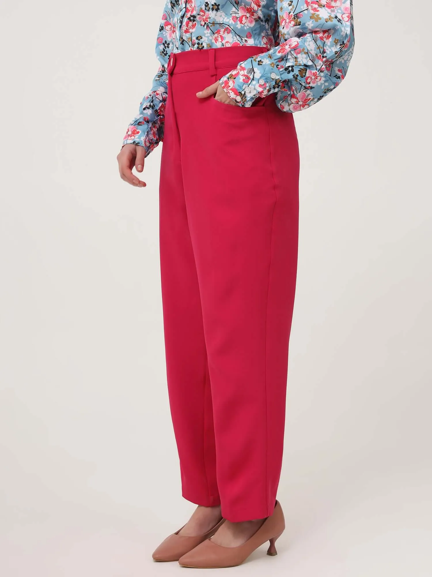 Women'S Luxury Banana Crepe Hibiscus C Pant