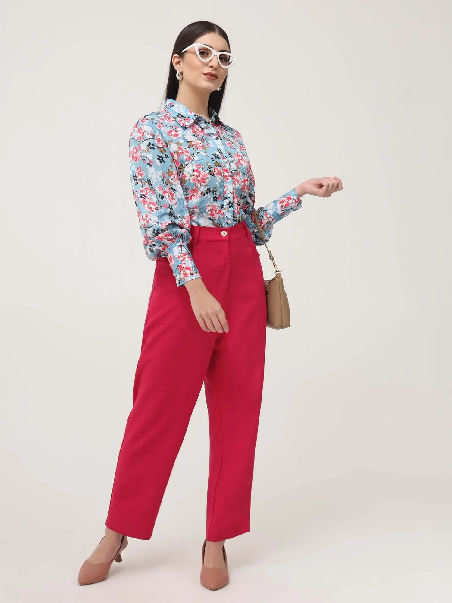 Women'S Luxury Banana Crepe Hibiscus C Pant