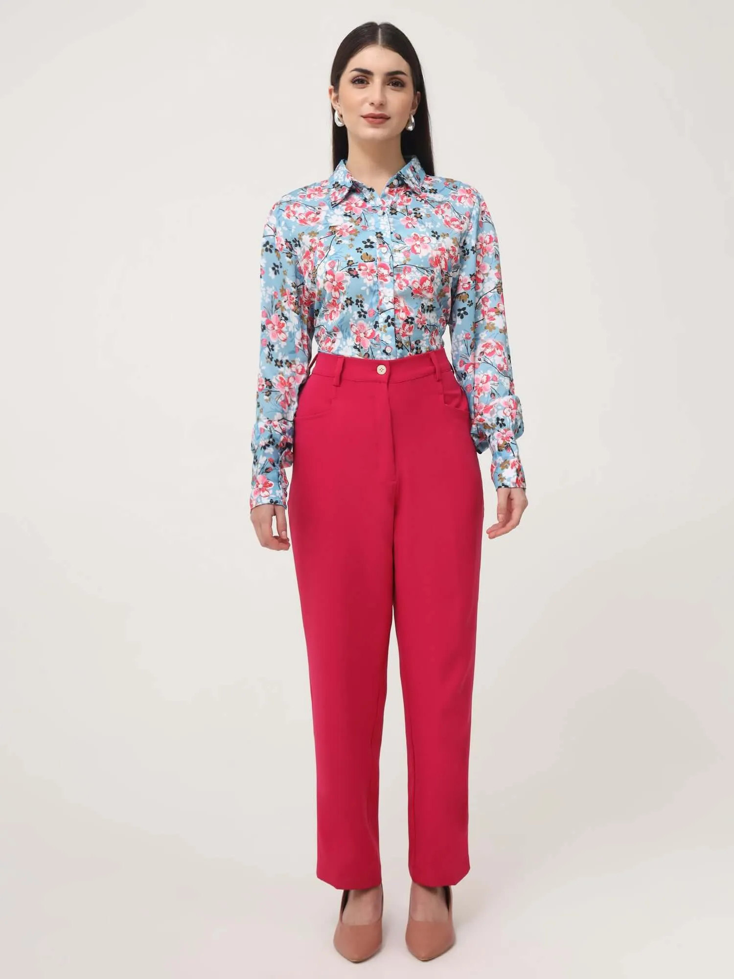 Women'S Luxury Banana Crepe Hibiscus C Pant