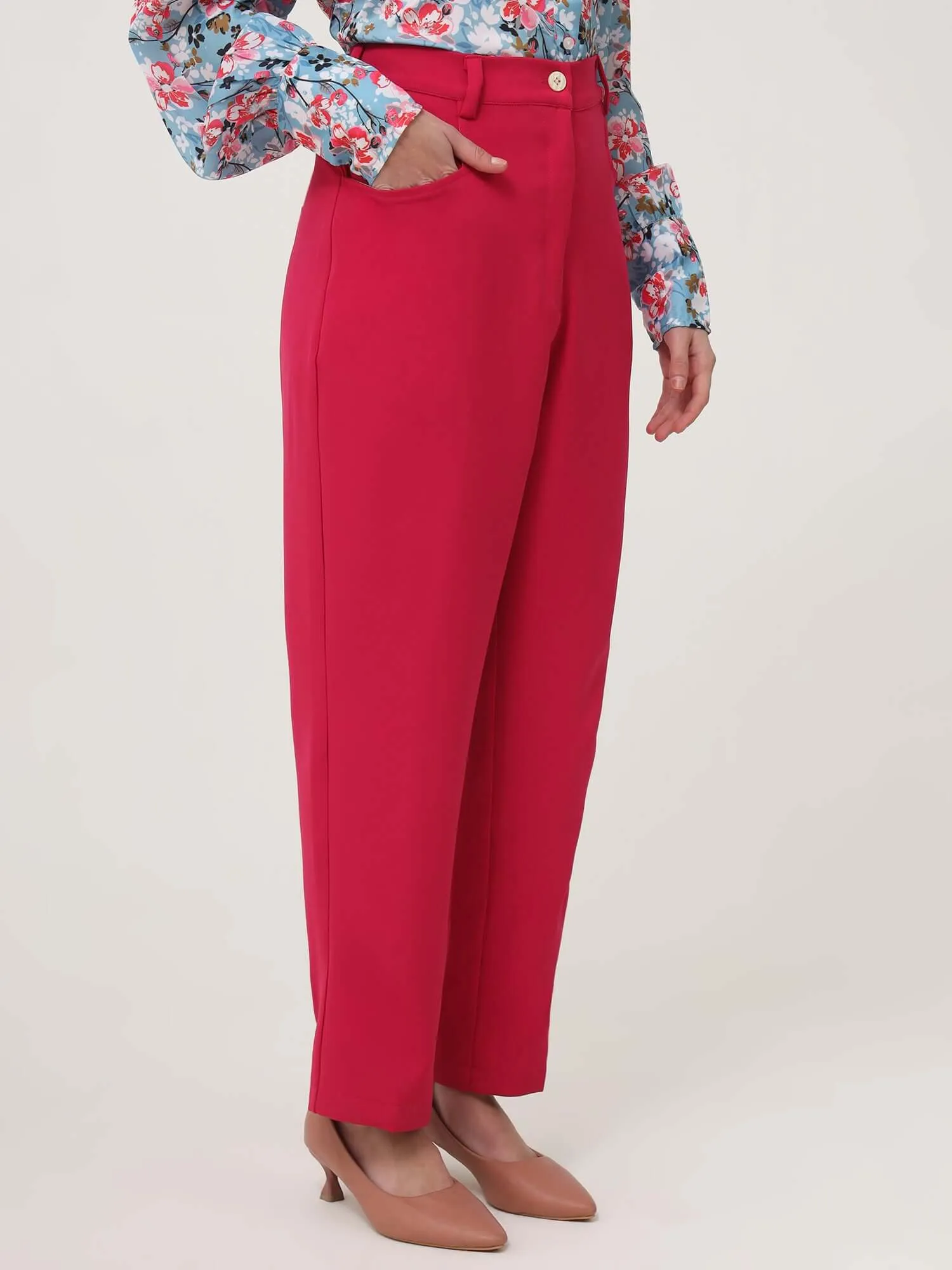 Women'S Luxury Banana Crepe Hibiscus C Pant