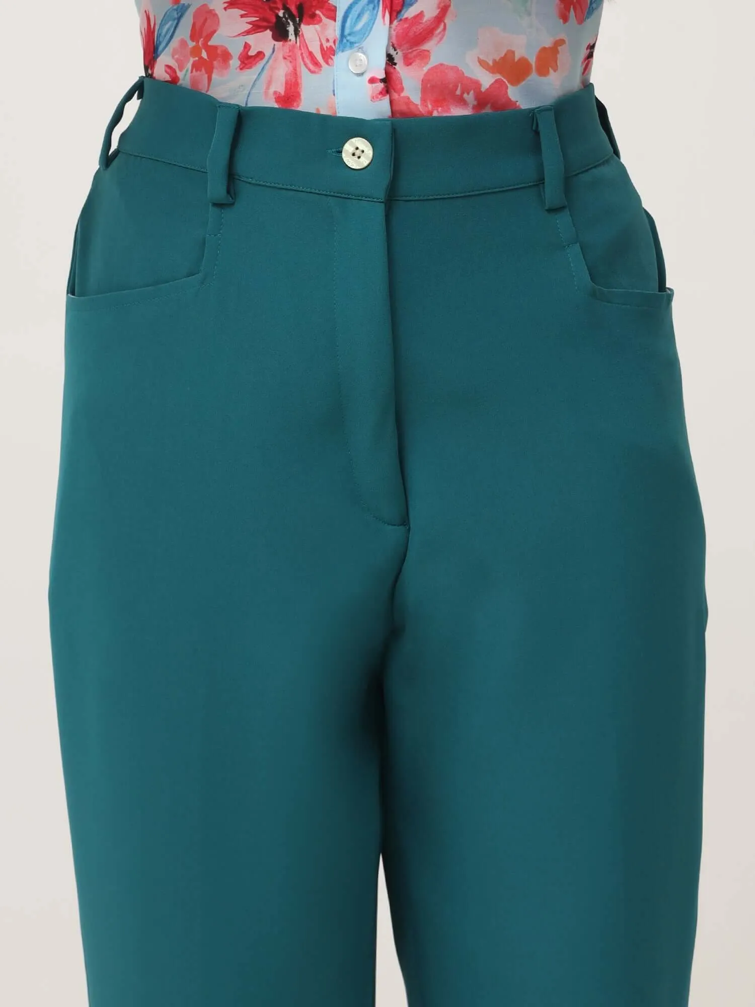 Women'S Luxury Banana Crepe Teal C Pant