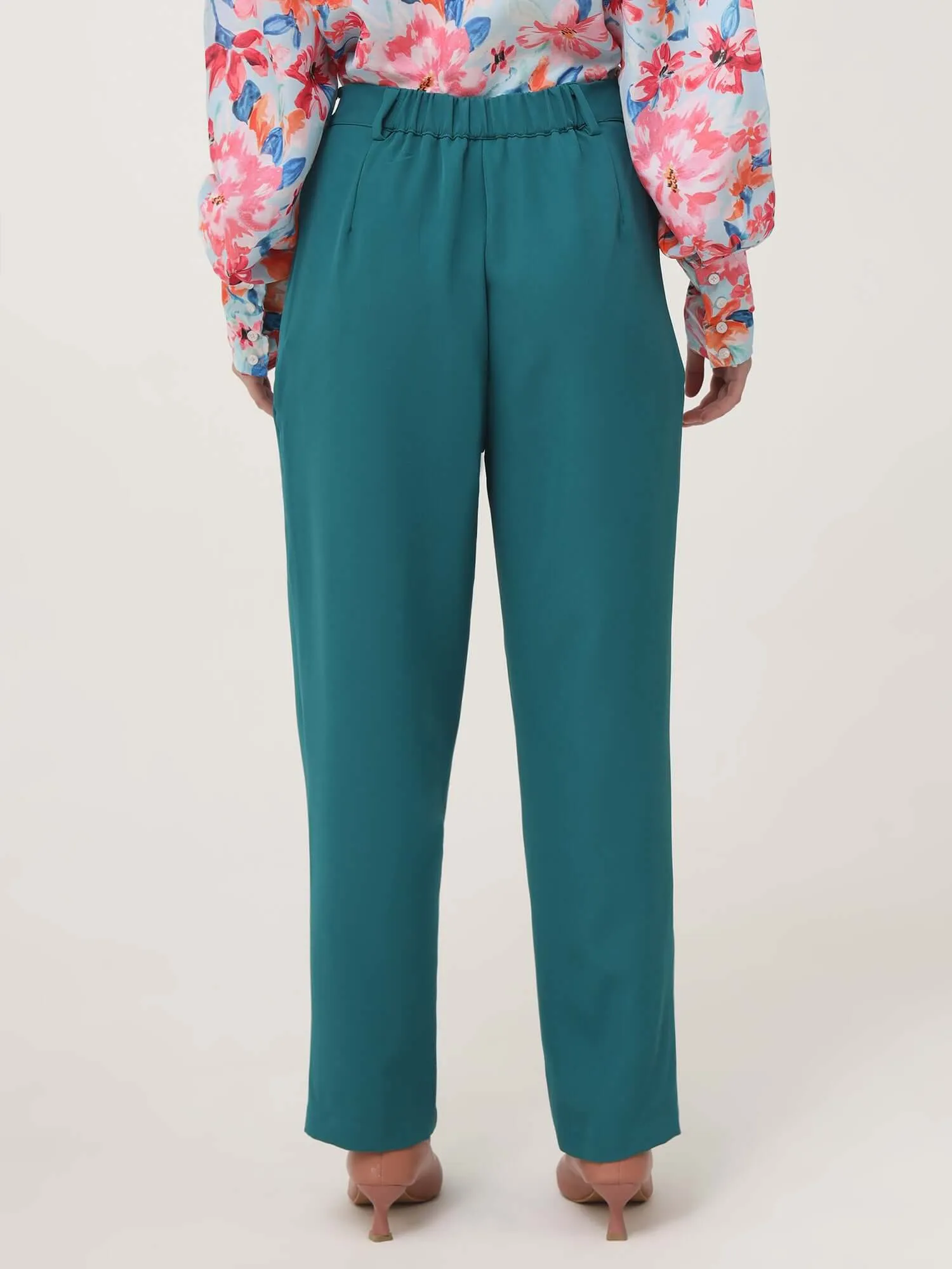 Women'S Luxury Banana Crepe Teal C Pant