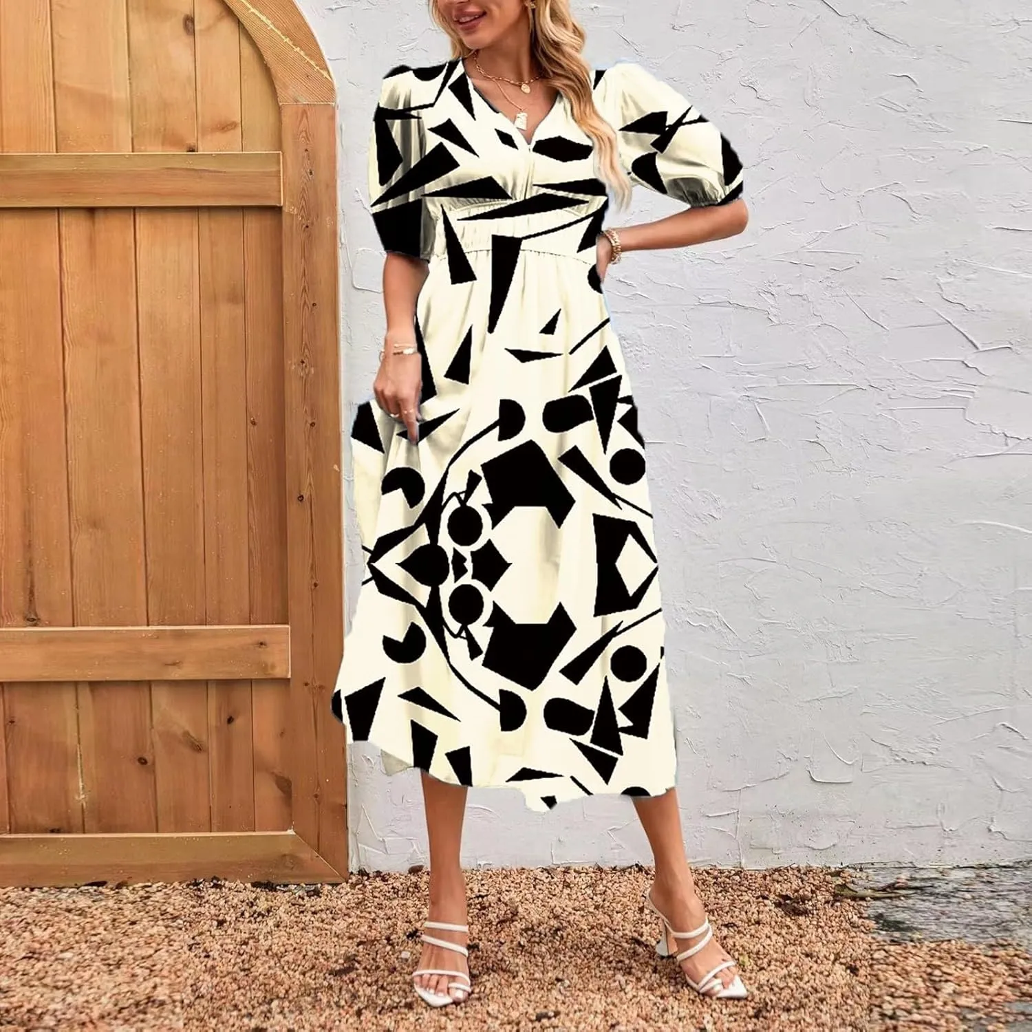 Womens Summer Dresses Floral Short Sleeve Smocked Maxi Dress Boho Plus Size A Line Flowy Beach Long Sundress