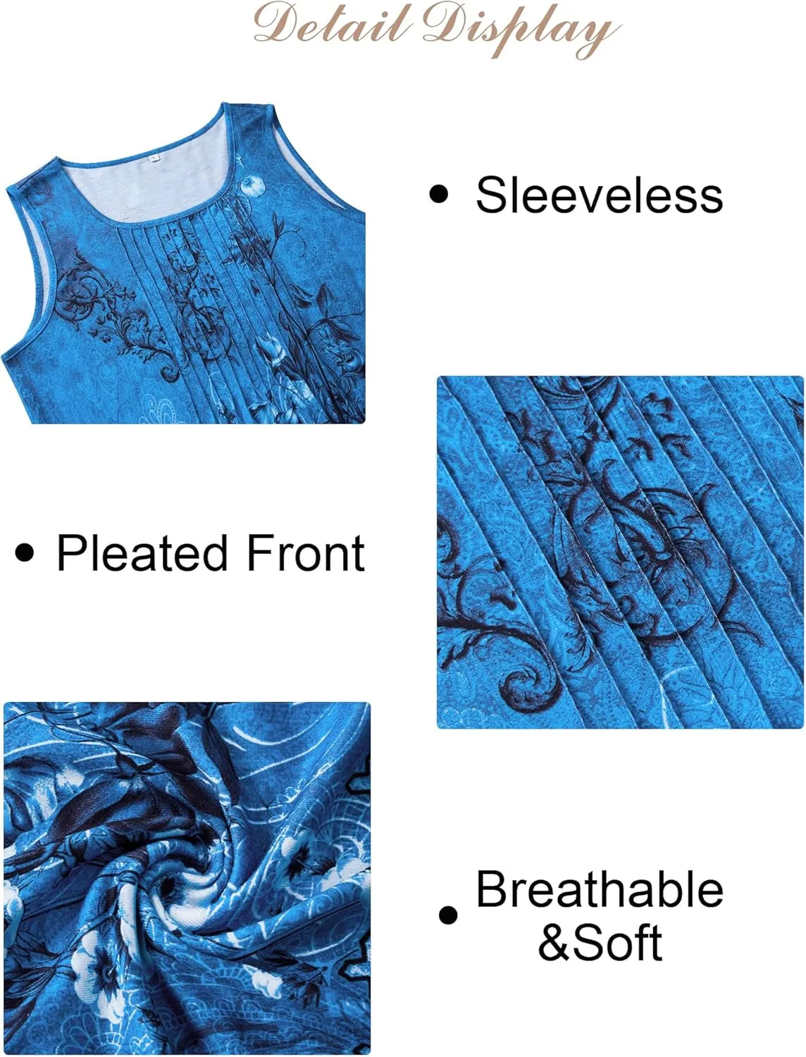 Women's Summer Tank Tops Square Neck Dressy Casual Sleeveless Blouses Plus Scooped Neck Pleated Work Shirts