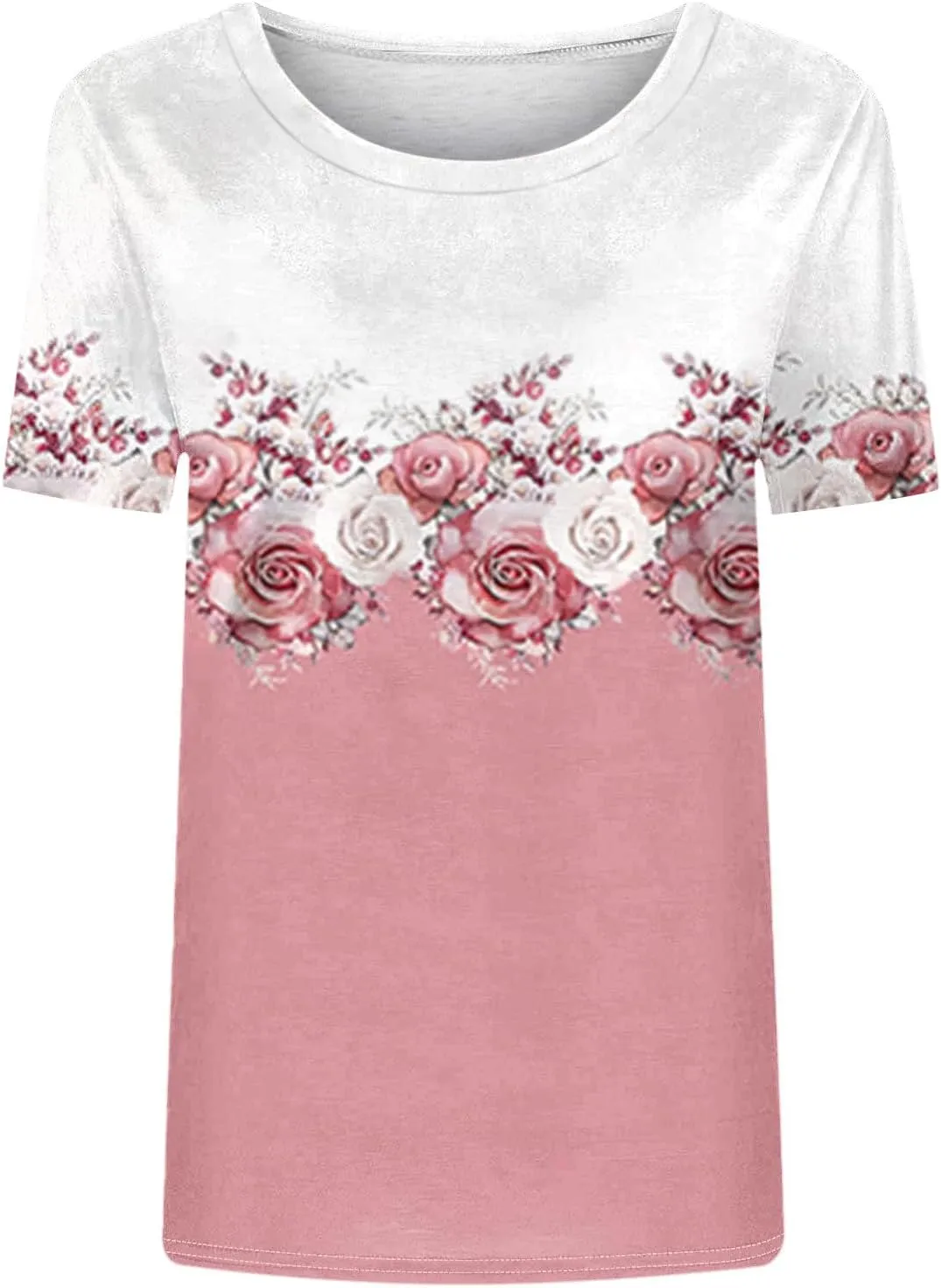 Womens Summer Tops 2025 Crew Neck Short Sleeve T Shirts Dressy Casual Blouses Cute Printed Tees Loose Trendy Outfits