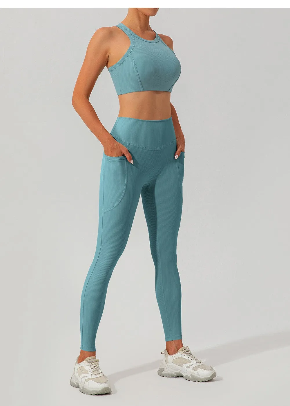 Womens Threaded High-Waist Yoga Pants